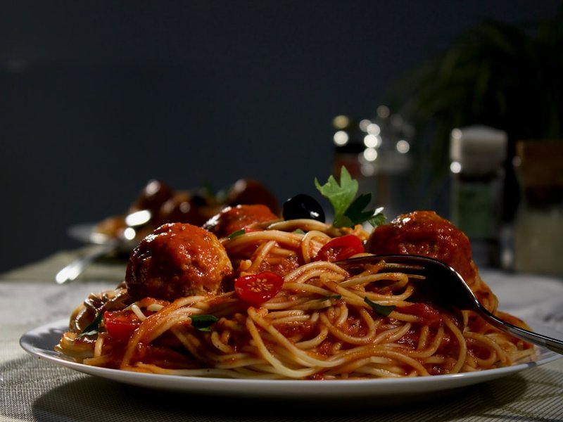 Boulettes de viande sauce tomate et spaghetti