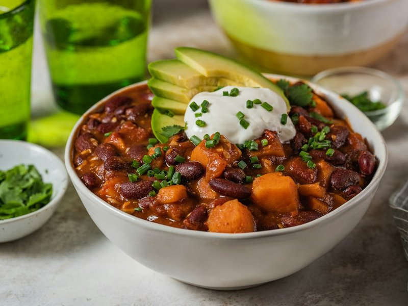 Chili de dinde aux haricots rouges et poivrons