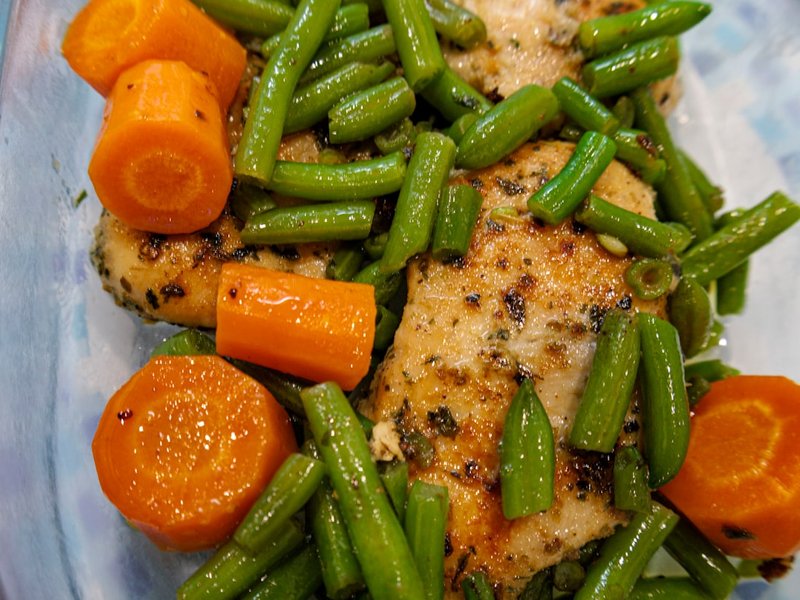 Poulet grillé haricots verts beurre